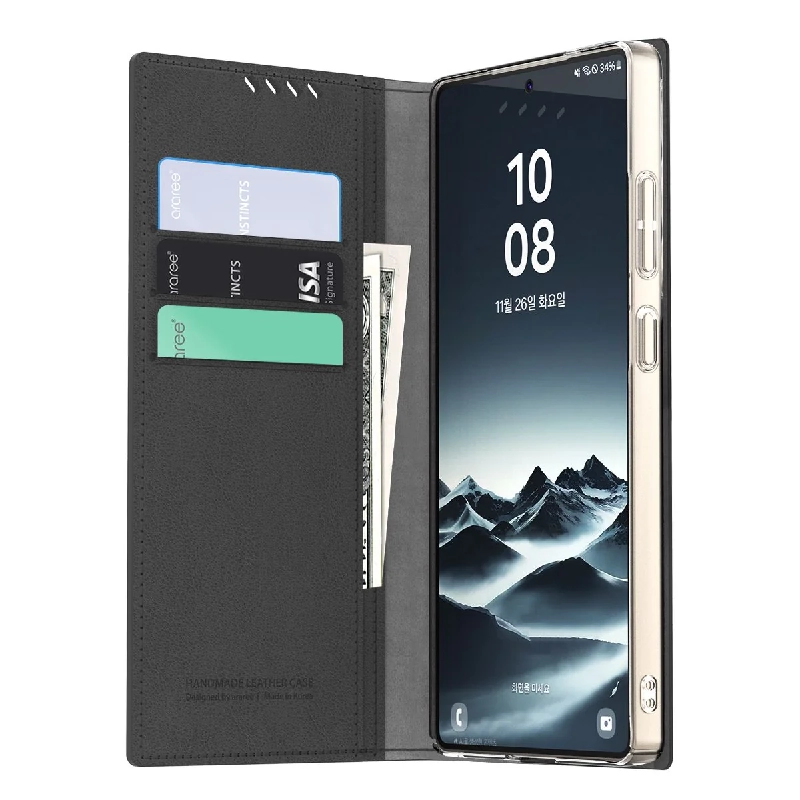 Araree Wallet Flip Cover for Galaxy S25 Ultra S25U-MSTD-BK
