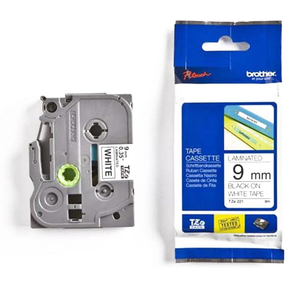 Brother 9mm White On Clear Label Tape TZE-221