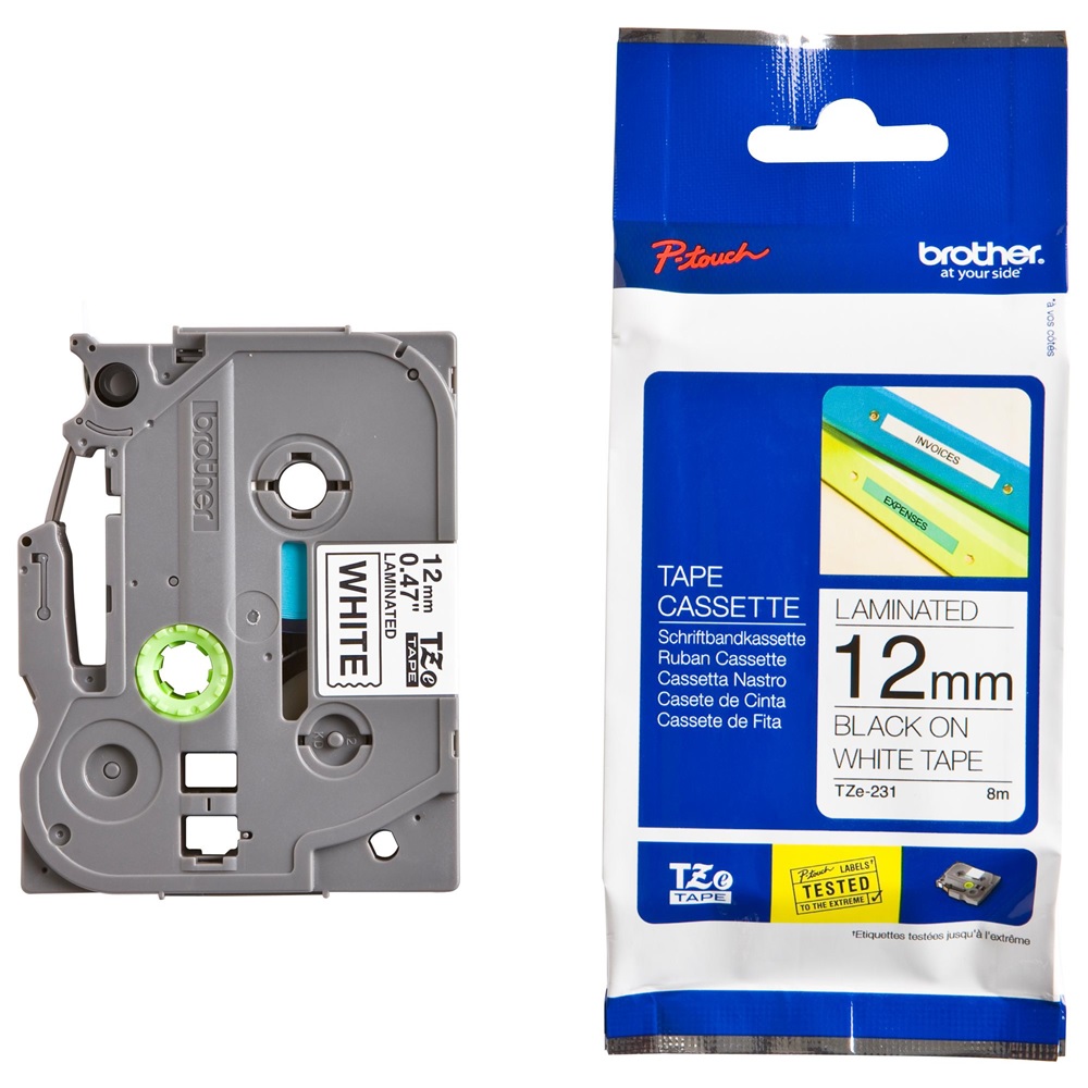 Brother 12mm White On Clear Label Tape TZE-231