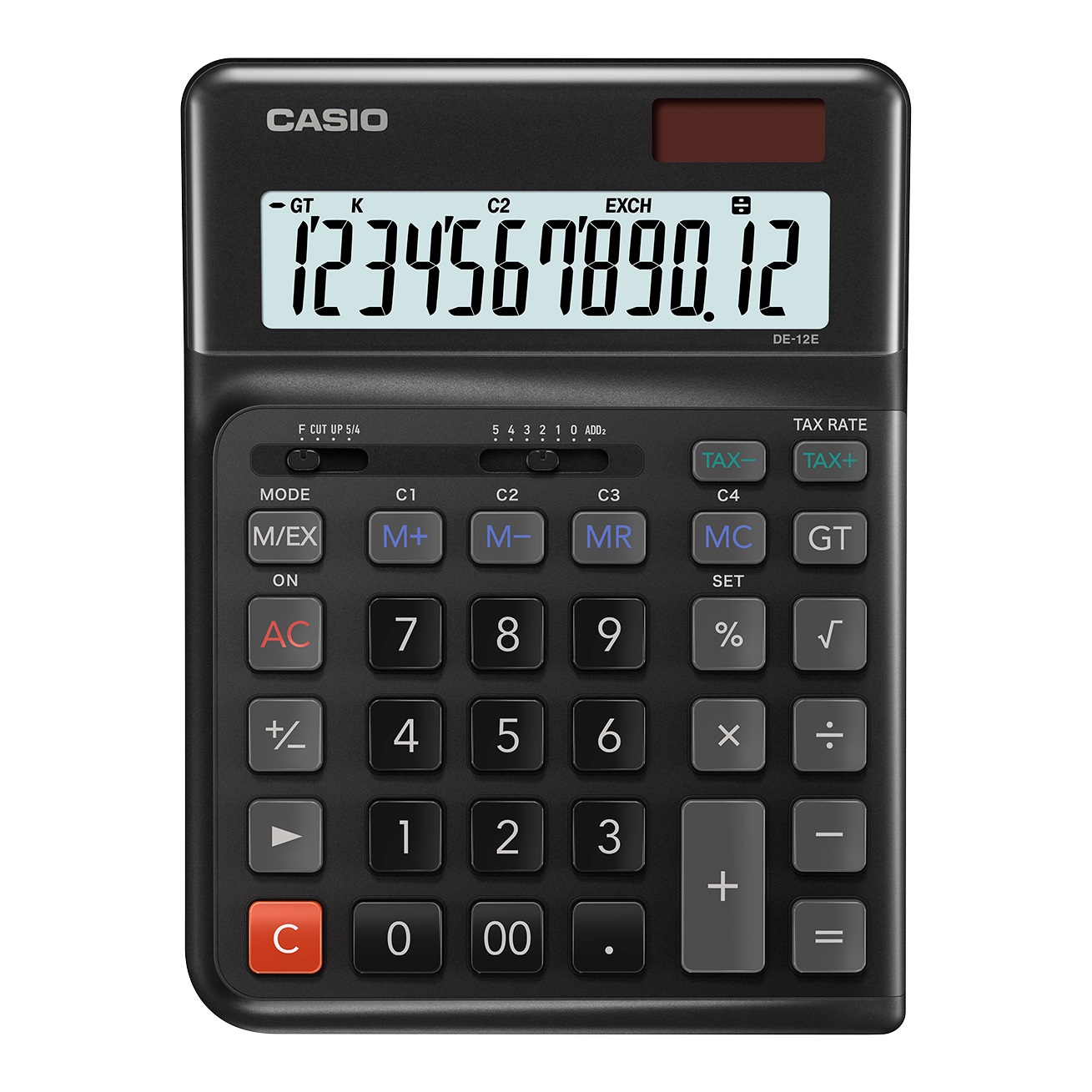 Casio Ergonomic Calculator DE-12E-BK Black
