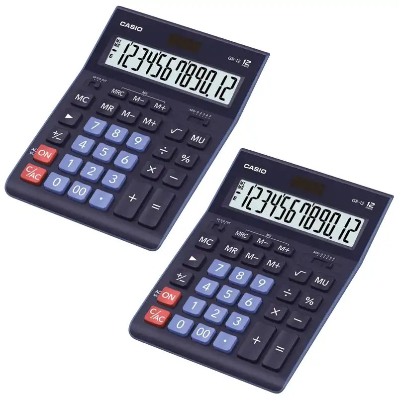 Casio Desktop Digital Calculator 2 Pcs GR-12BU-2PC Blue