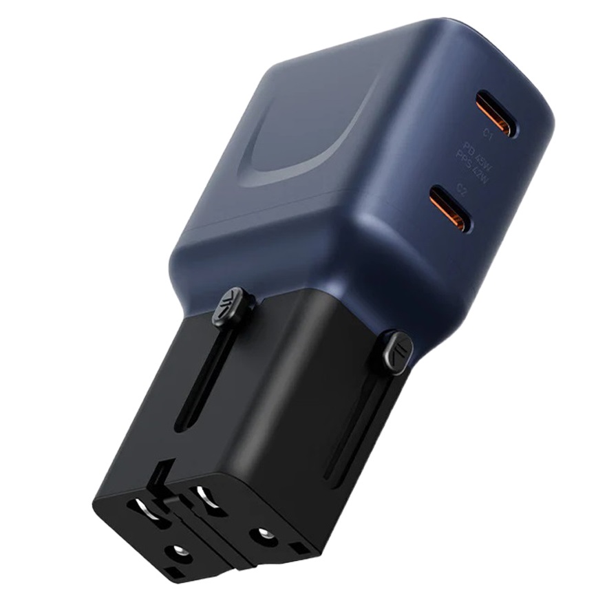 Energea TravelGo Adapter 45W Dual USB-C interchangeable plug
