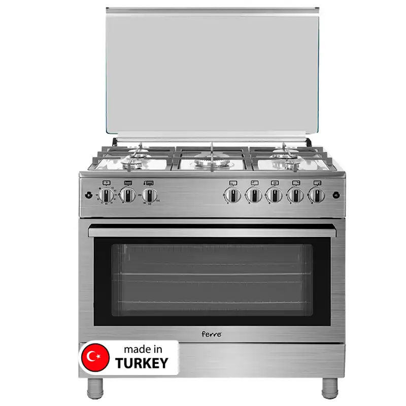 Ferre Gas Cooker 90 x 60 cm 5 Burners Fgc96fs Steel