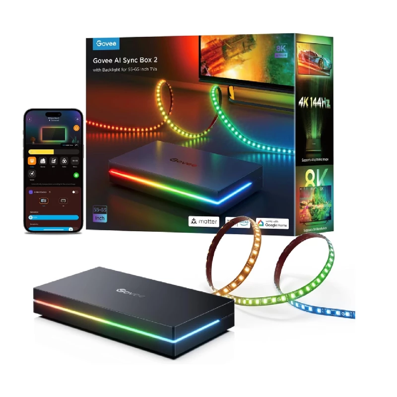 Govee AI Sync Box 2 With Strip Light TV 55-65 inch H8604
