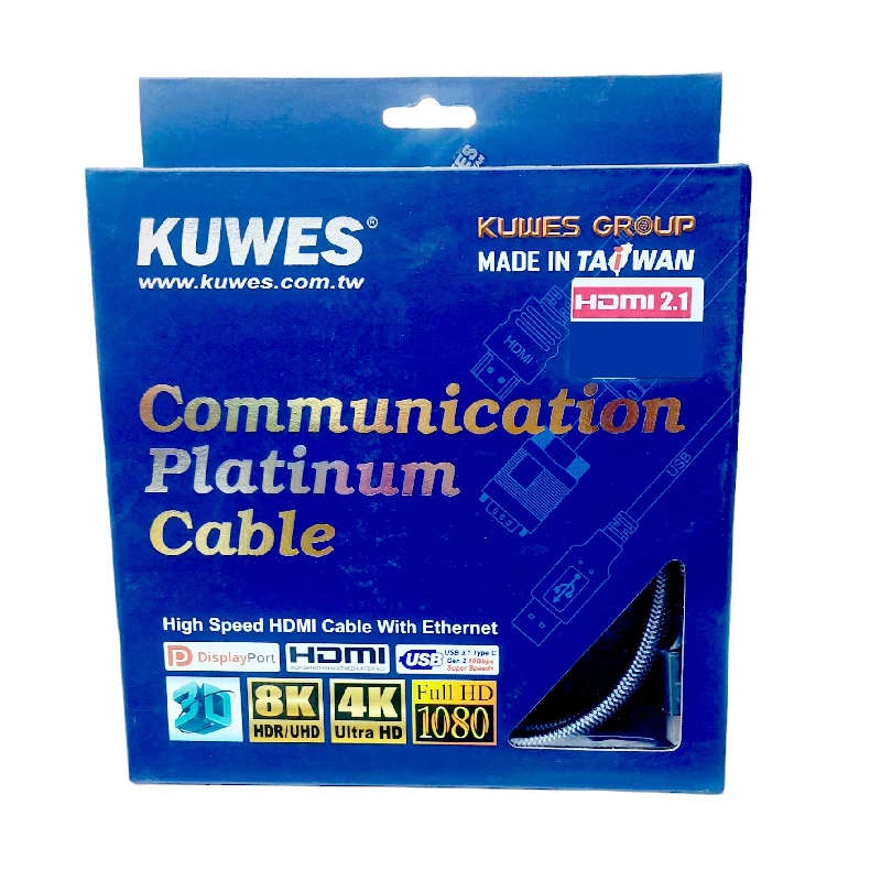 Kuwes HDMI Cable 4K/8K Version 2.1 1 Meter Black