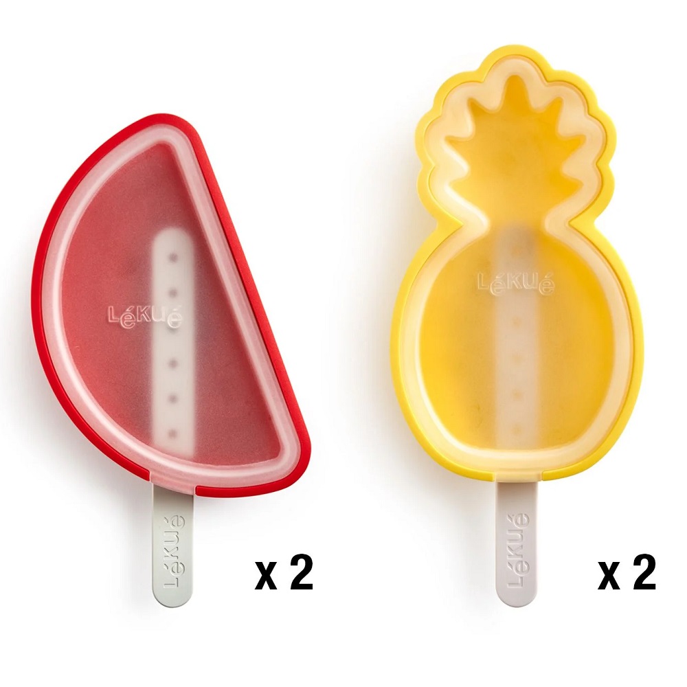 Lekue Set of 4 Tropical Fruits Ice Lolly Moulds 882289 Multi
