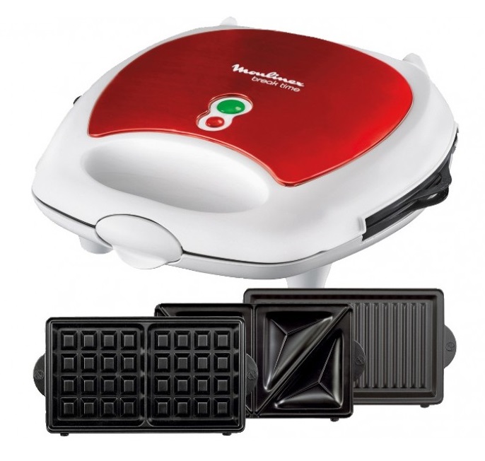 Moulinex Sandwich, Grill & Waffle Maker 700W SW6125 RED