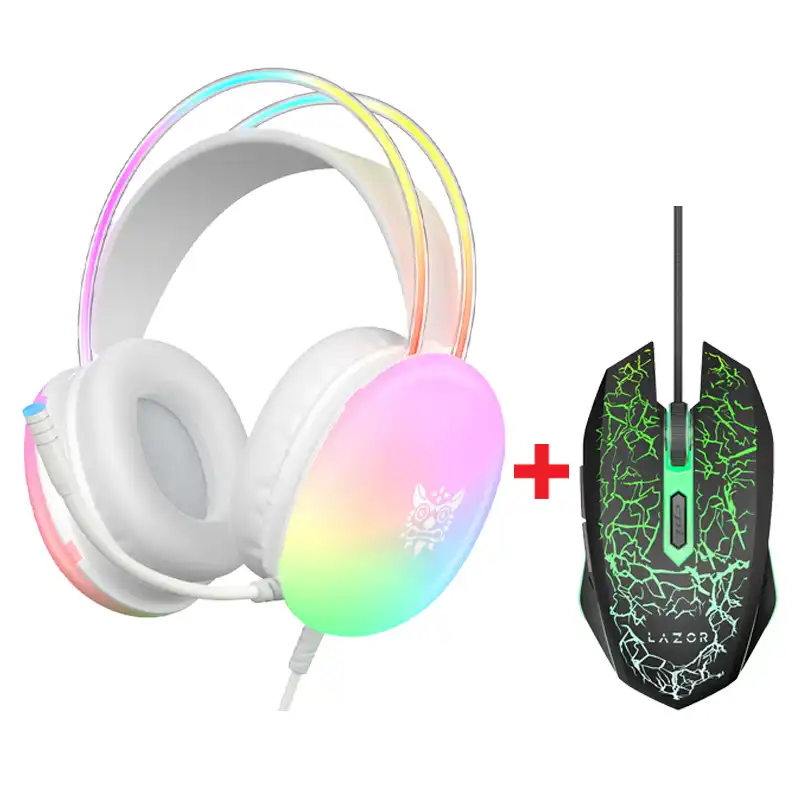 Onikuma X25 Gaming Headset + Lazor Wired Gaming Mouse GM03C