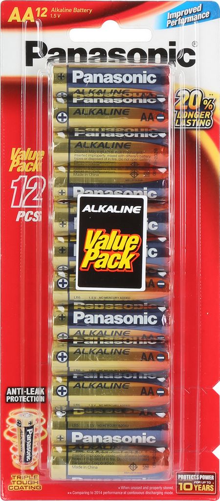 Panasonic Alkaline AA Battery 12 PCS LR6T/12B