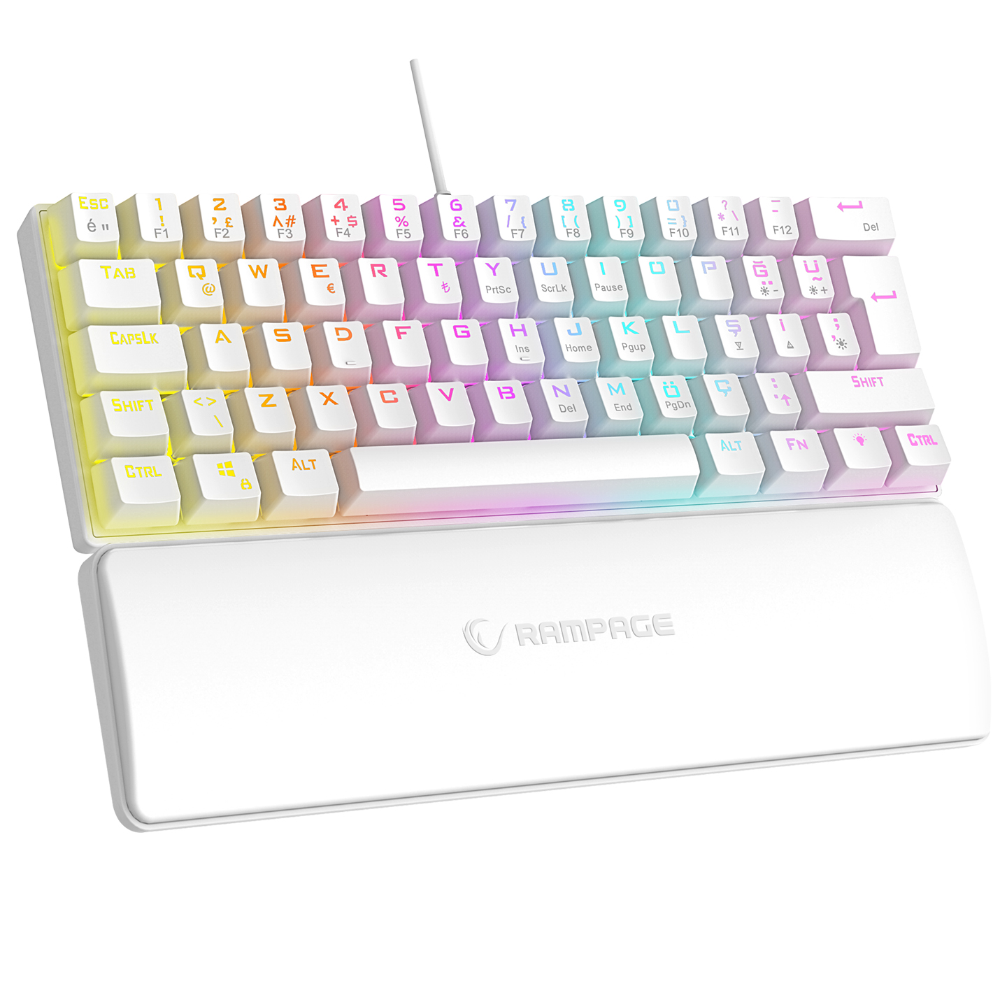 Rampage PLOWER K60 Blue Switch Gaming Keyboard White