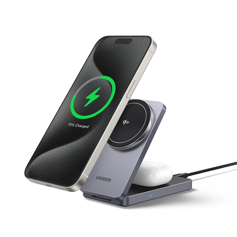 UGREEN 2-in-1 Qi2 Magnetic Wireless Charger W706-45023 Gray