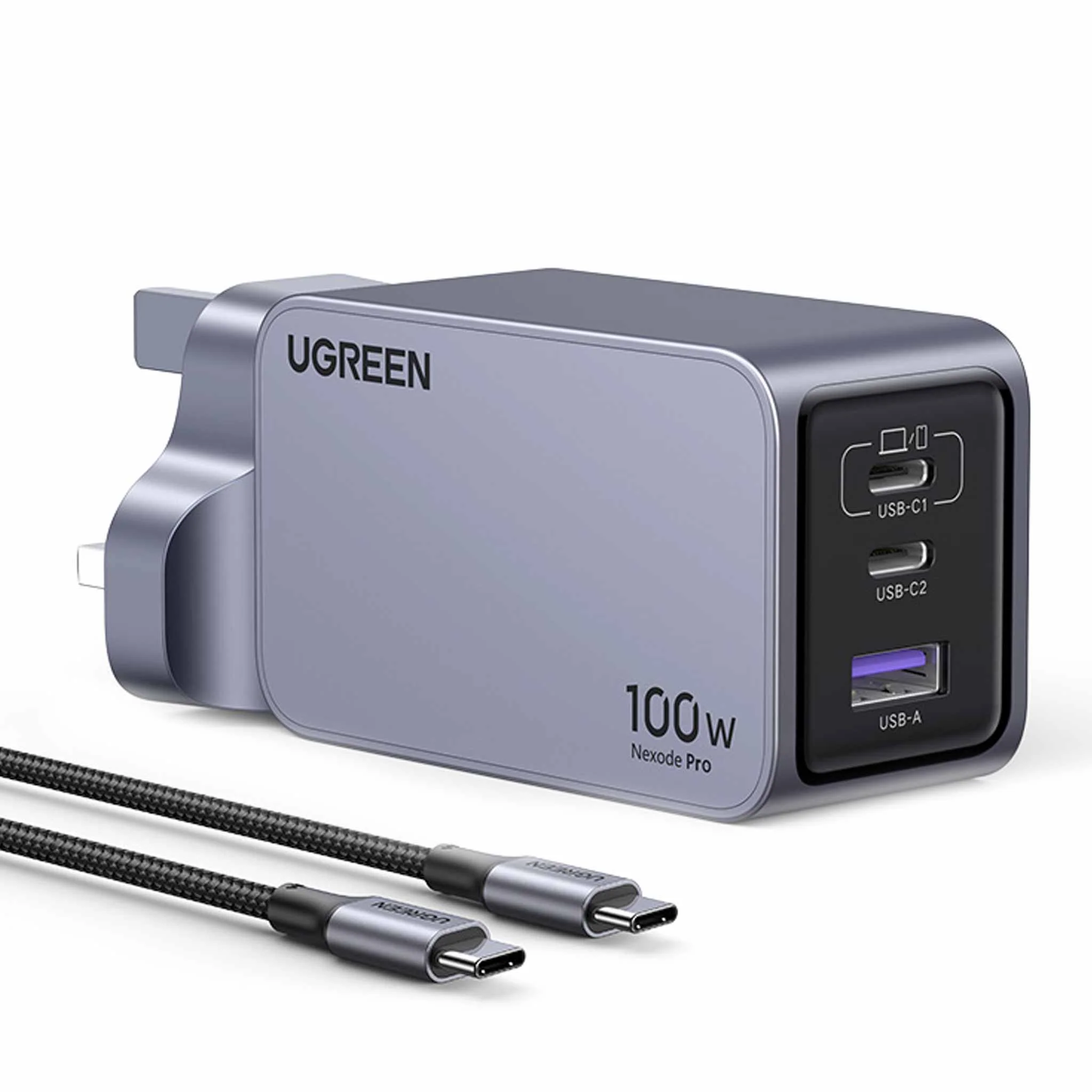 Ugreen Nexode Pro 100W 3 PortS GaN Fast Charger X757 Gray